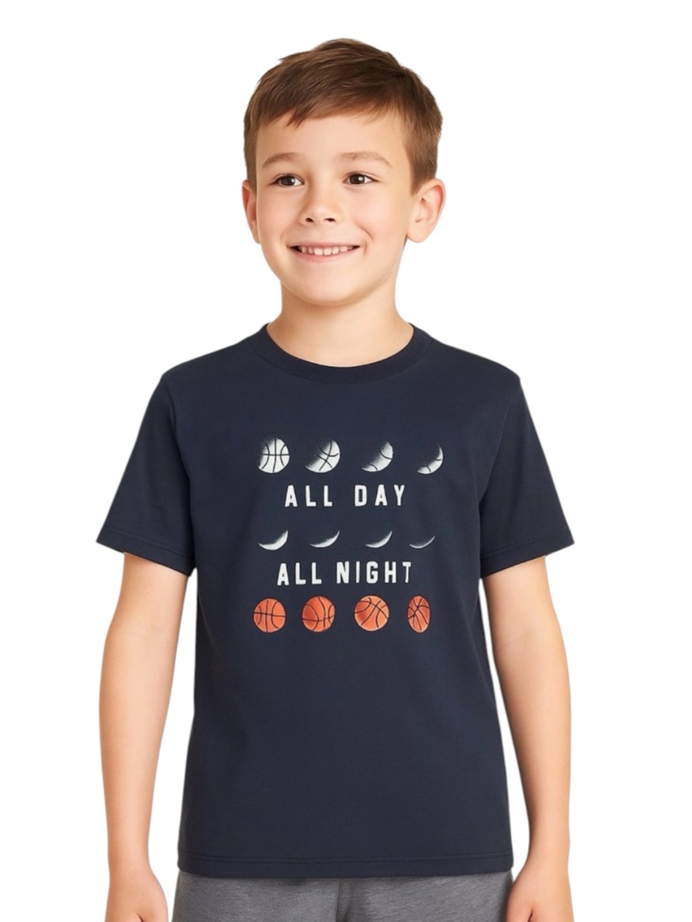 Old Navy Boys Basketball Graphic Tee All Day All Night Blue Size M
